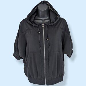 Jecci Five Sheer Black Short Sleeve Zip Jacket